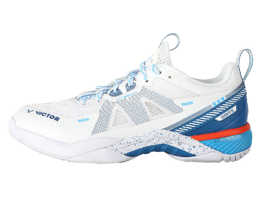 Victor S82III-AF White and Blue Court Badminton Shoe